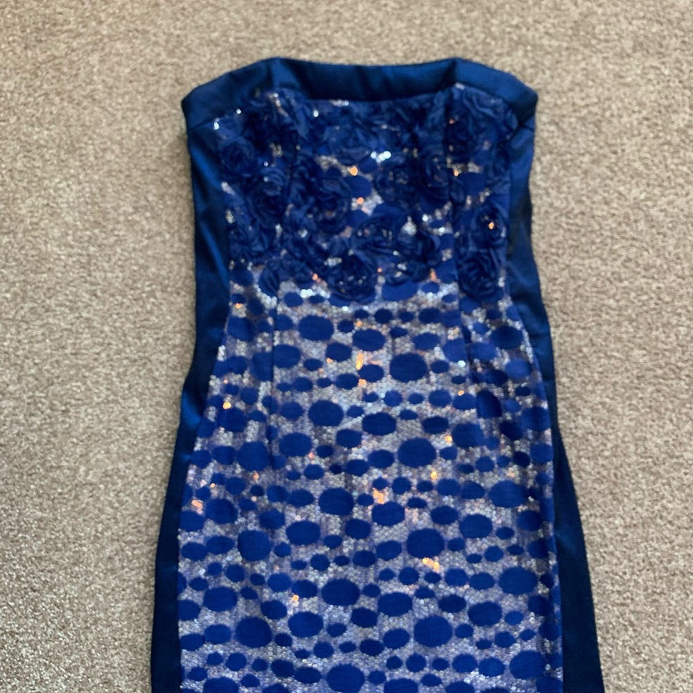 Blue/Silver Strapless Dress